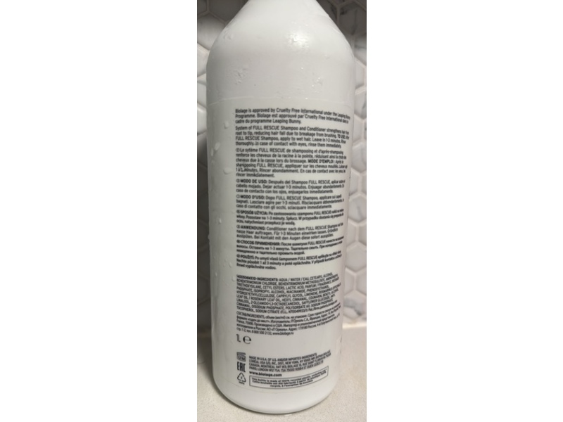 Biolage Full Rescue Conditioner, Rosemary Oil & Niacinamide, 33.8 fl oz/1 L