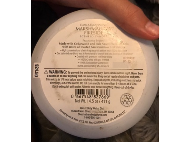 Bath and Body Works Scented Candle, Marshmallow Fireside, 14.05 oz/411 g