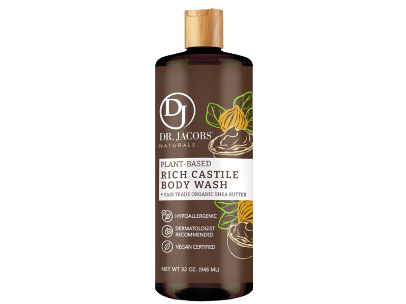 Dr. Jacobs Naturals Rich Castile Liquid Body Wash, Shea Butter, 32 oz/946 mL