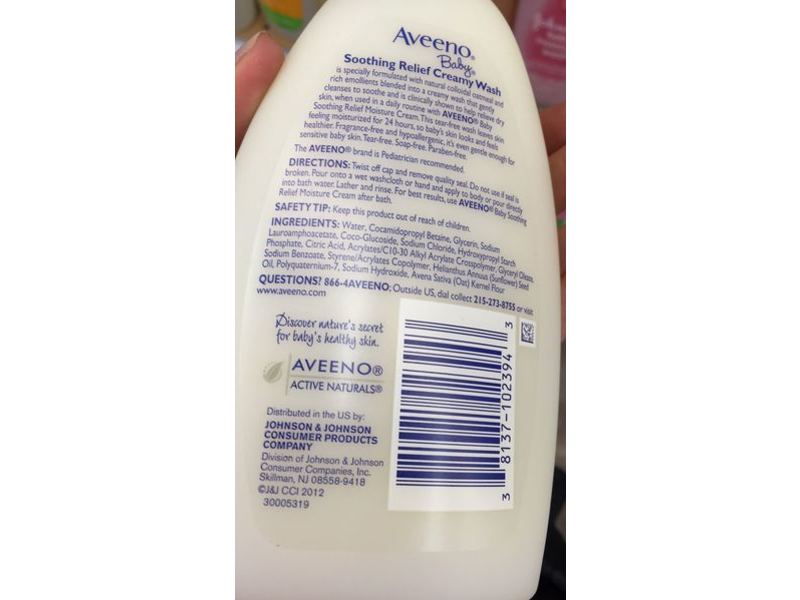 Aveeno Baby Creamy Wash Natural Oatmeal, Fragrance Free, 8 fl oz/236 mL