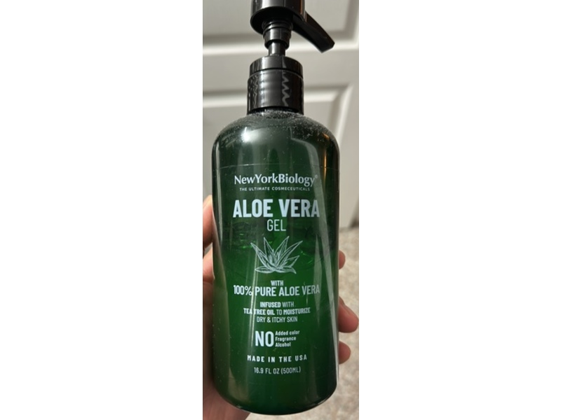 NewYorkBiology Aloe Vera Gel, Tea Tree Oil, 16.9 fl oz/500 mL