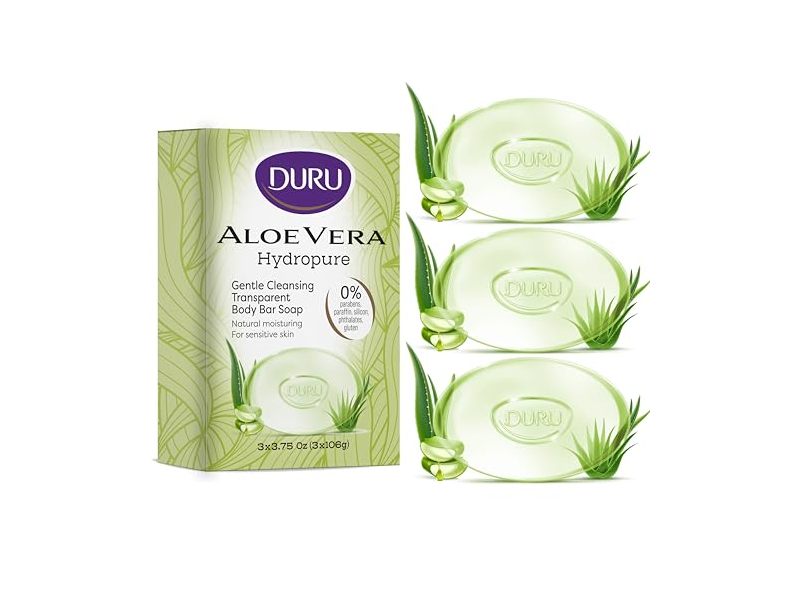 Duru Aloe Vera Hydropure Gentle Cleansing Transparent Body Bar Soap, 3.75 oz/106 g, Pack of 3