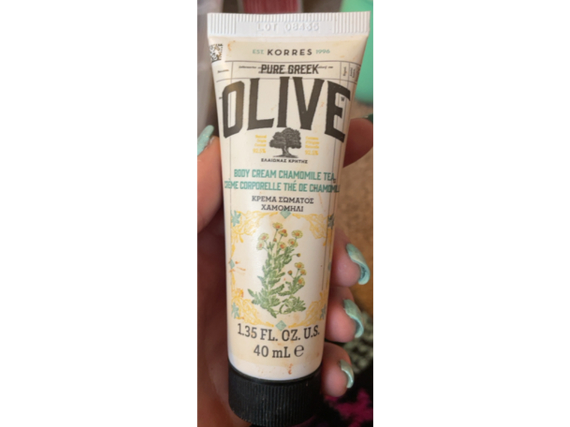 Korres Pure Greek Olive Body Cream, Chamomile Tea, 1.35 fl oz/40 mL