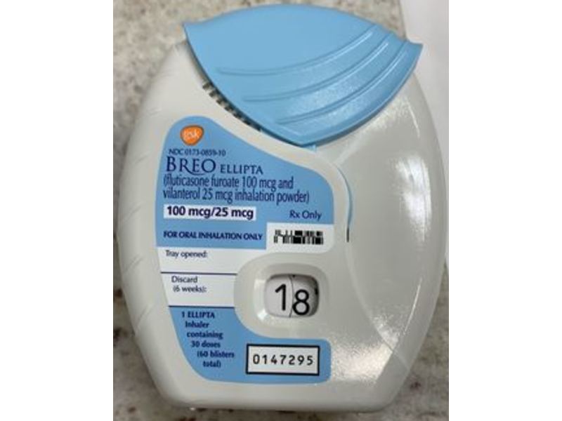 BREO Ellipta (fluticasone furoate 100 mcg and vilanterol 25 mcg inhalation powder), GlaxoSmithKline (RX)