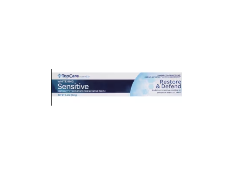 Topcare Whitening Sensitive Anticavity Toothpaste, Restore & Defend, 3.4 oz/96.3 g