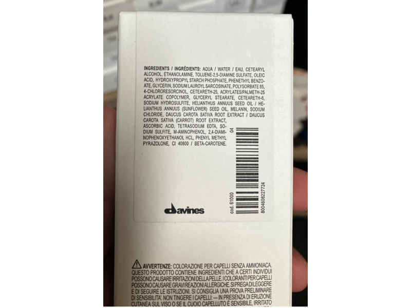 Davines Permanent Colour Cream, 1.0 Black, 2.0 fl oz/60 mL