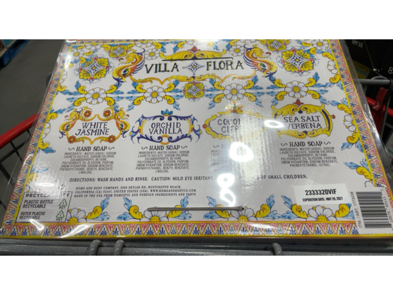 Villa Flora Hand Soap, Sea Salt Verbena + Coconut Citrus + Orchid Vanilla + White Jasmine, 21.5 fl oz/636 mL, Pack Of 4