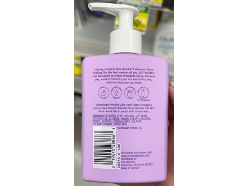 Joy Works Gentle Facial Cleanser, Sensitive Skin, 6.9 fl oz/204 mL