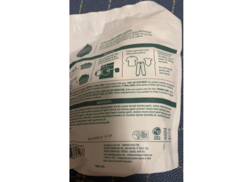 Seventh Generation Biobased Deep Clean Laundry Detergent Packs, Fresh Lavender Scent, 31.7 oz/900 g, 45 Count