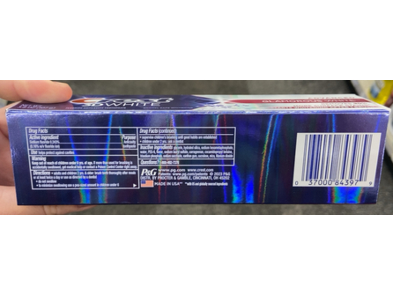 Crest 3D Glamorous White Toothpaste, Glamorous White, 3.8 oz/107 g