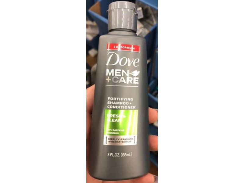 Dove Men+Care Fortifying Shampoo + Conditioner, Fresh Clean, Caffeine + Menthol, 3 fl oz/88 mL