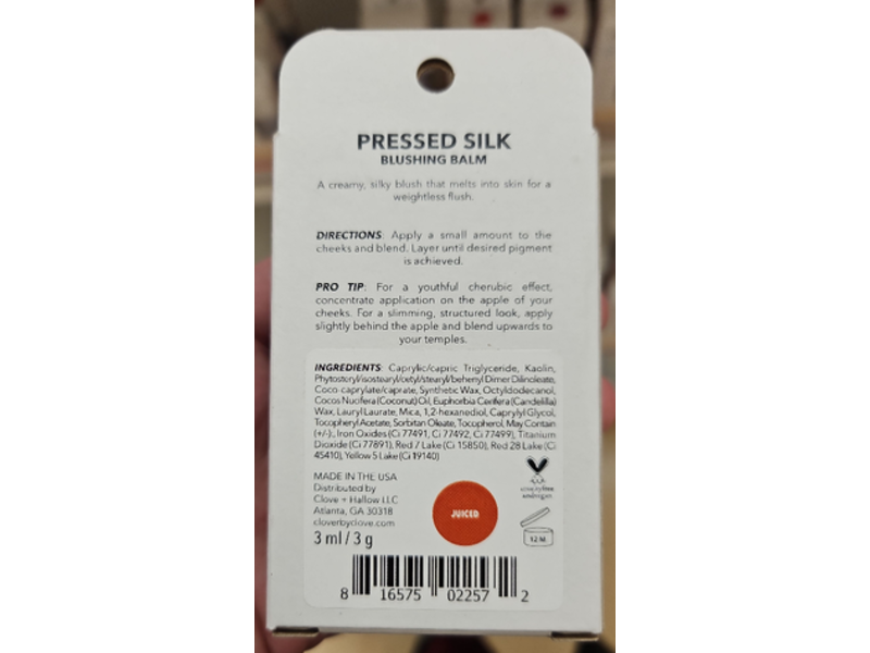 Clover Pressed Silk Blushing Balm, Juiced, 3 g