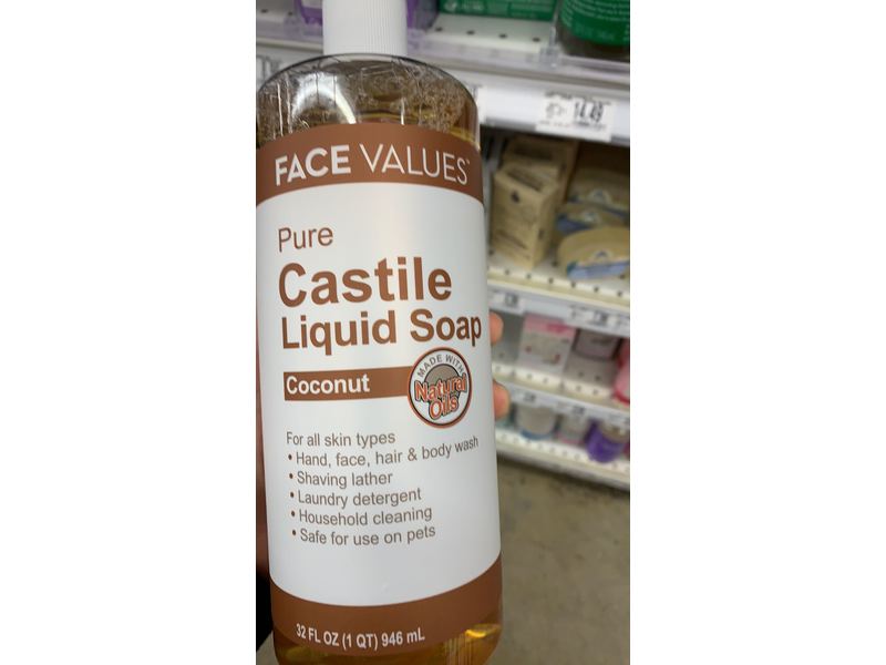 Harmon Face Values Pure Castile Liquid Soap, Coconut, 32 fl oz/946 mL
