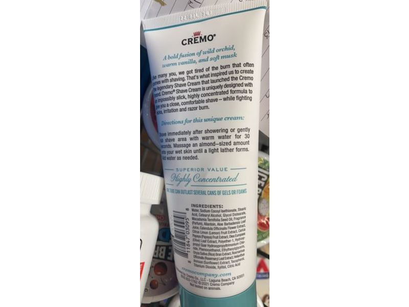 Cremo Concentrated Shave Cream, Vanilla Orchid, 6 fl oz/177 mL