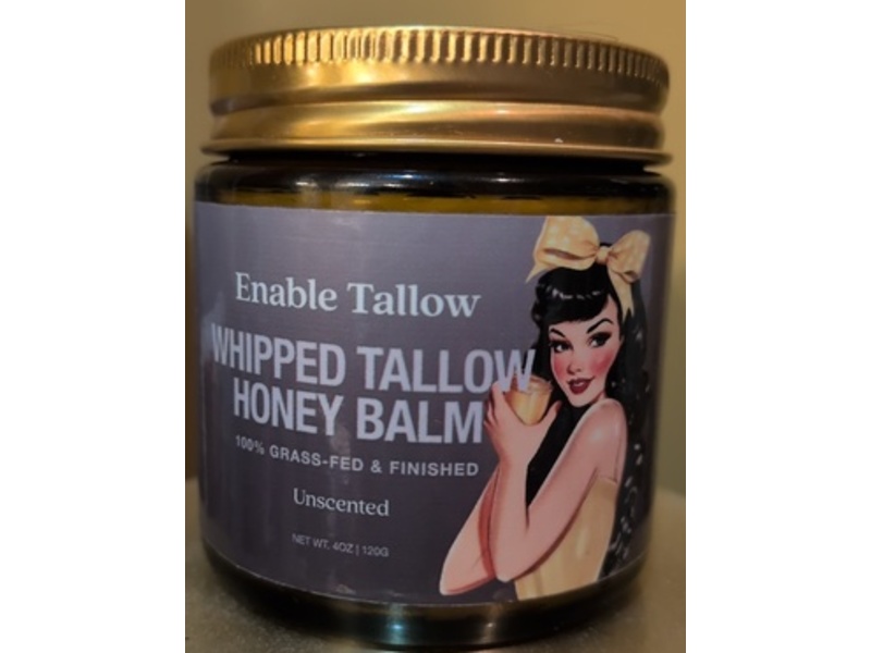 Enable Tallow Whipped Tallow Honey Balm, Unscented, 4 oz/120 g