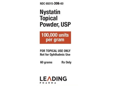 Nystatin Topical Powder 100,000 units per gram, 60 g, Leading Pharma (Rx)