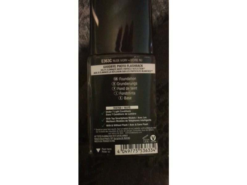 Wet n Wild Photo Focus Foundation, Nude Ivory Light Neutral Mate, 1 fl oz/30 mL