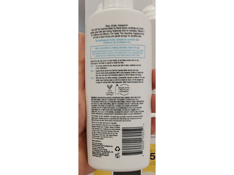 Bondi Sands Pure Self-Tan Foaming Water, Light/Medium, 6.76 fl oz/200 mL