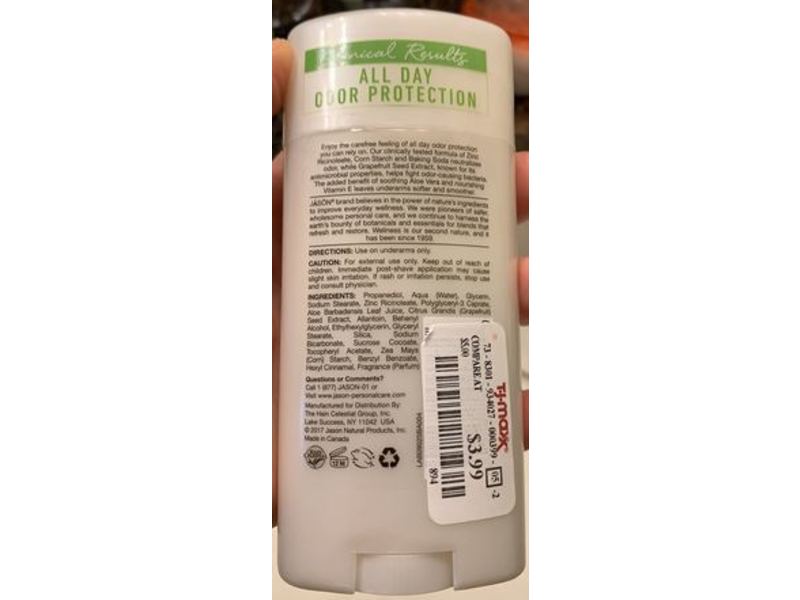 Jason Soothing Aloe Vera Deodorant Stick, 2.5 oz/71 g