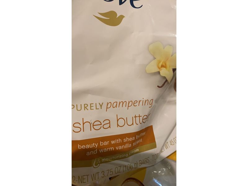 Dove Purely Pampering Shea Butter Beauty Bar, Shea Butter & Warm Vanilla Scent, 3.75 oz/106 g, 12 Bars