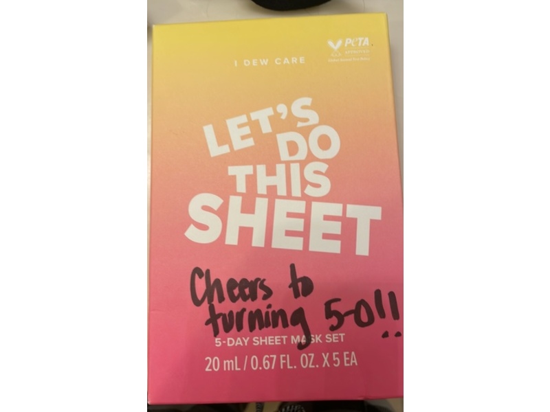I Dew Care Let's Do This Sheet Mask Set, 0.67 fl oz/20 mL, 5 Count