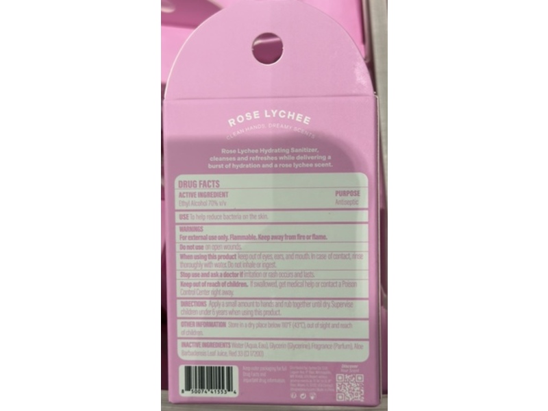 VQ Hydrating Hand Sanitizer, Rose Lychee, 1.01 fl oz/30 mL