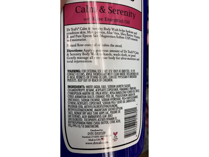 Dr Teal's Clam & Serenity Body Wash, Rose Essential Oil, 24 fl oz/710 mL