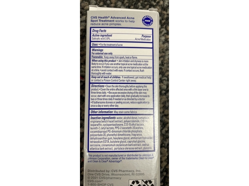 CVS Health Advanced Acne Spot Treatment Gel, Salicylic Acid, 0.75 fl oz/22 mL