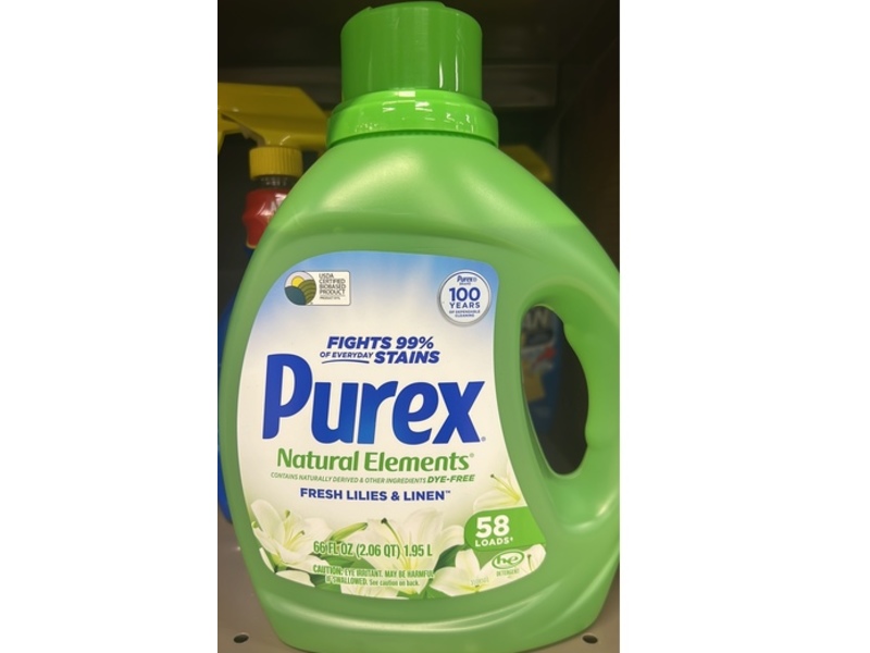 Purex Natural Elements Liquid Laundry Detergent, Fresh Lilies & Linen, 58 Loads, 66 fl oz/1.95 L
