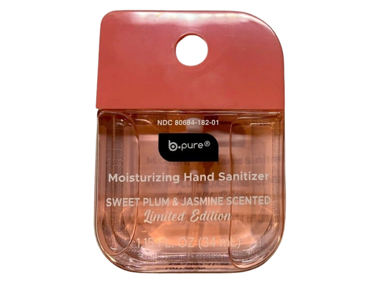 B Pure Moisturizing Hand Sanitizer, Sweet Plum & Jasmine Scented, 1.15 fl oz/43 mL