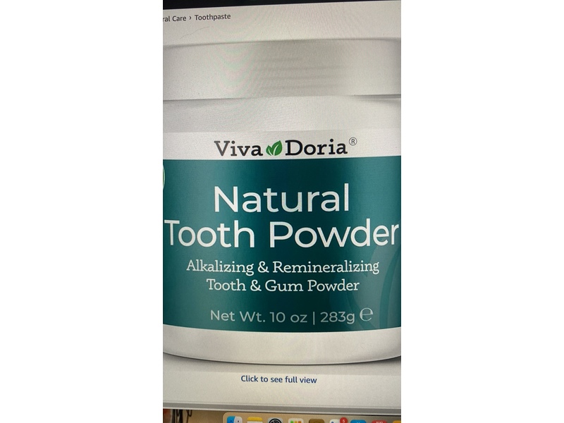 Viva Doria Natural Tooth Powder, Mint, 10 oz/283 g