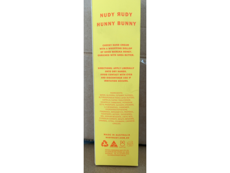 Nudy Rudy Hunny Bunny Hand Cream, Manuka Honey & Shea Butter, 3.41 fl oz/100 mL