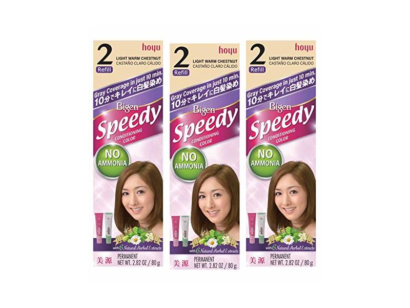 Bigen Speedy Conditioning Color Refill, 2 Light Warm Chestnut, 2.82 oz/80 g, Pack Of 3