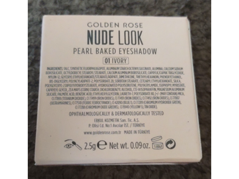 Golden Rose Nude Look Pearl Baked Eyeshadow, 01 Ivory, 0.09 oz/2.5 g
