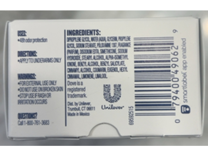 Dove Refillable Deodorant, Coconut & Pink Jasmine, 1.13 oz/32 g