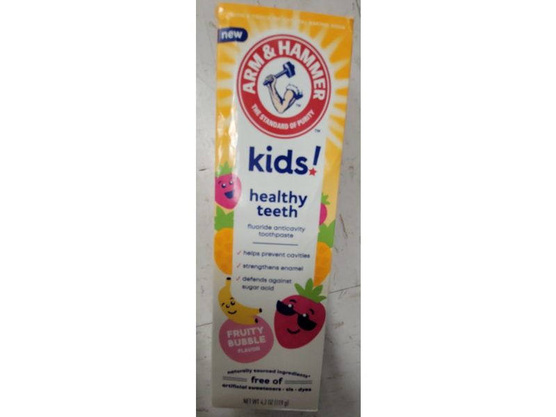 Arm & Hammer Kids! Healthy Teeth Fluoride Anticavity Toothpaste, Fruity Bubble Flavor, 4.2 oz/119 g