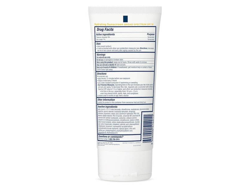 CeraVe Hydrating Mineral Sunscreen Lotion, SPF 50, 5 fl oz/150 mL