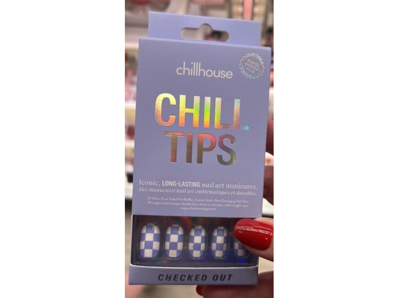 Chillhouse Chill Tips Press-On Fake Nails, Checked Out, 24 Count