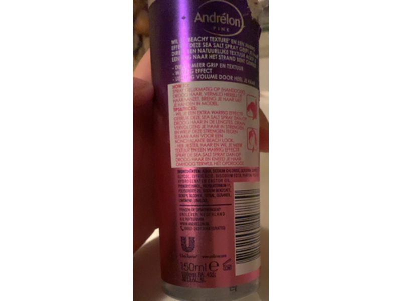 Andrelon Pink Beachy Texture Hair Spray, Sea Salt, 150 mL, Pack Of 6