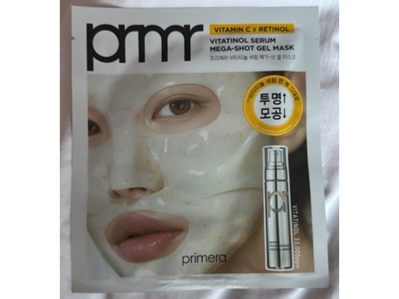 Primera Vitaminol Serum Mega Shot Gel Mask, Vitamin C + Retinol, 1.19 oz/34 g