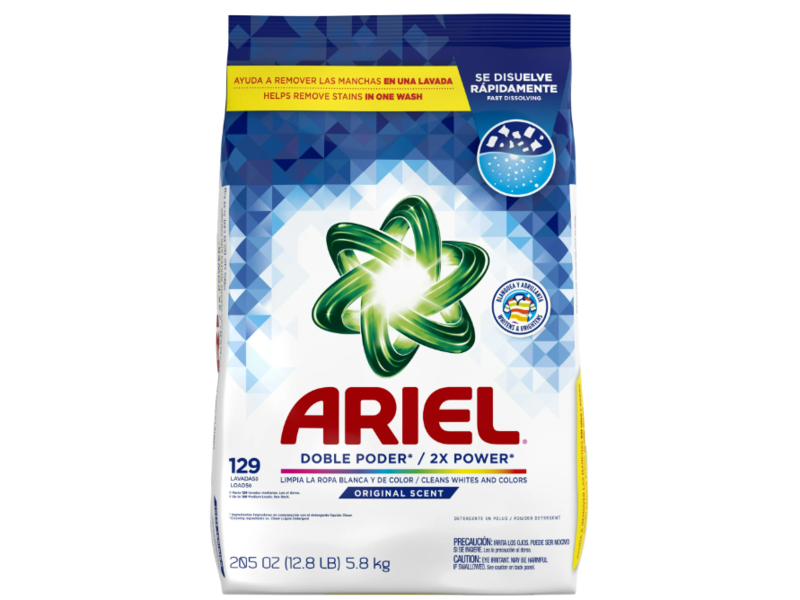 Ariel Detergent Powder, Original Scent, 129 Loads, 205 oz/5.8 kg