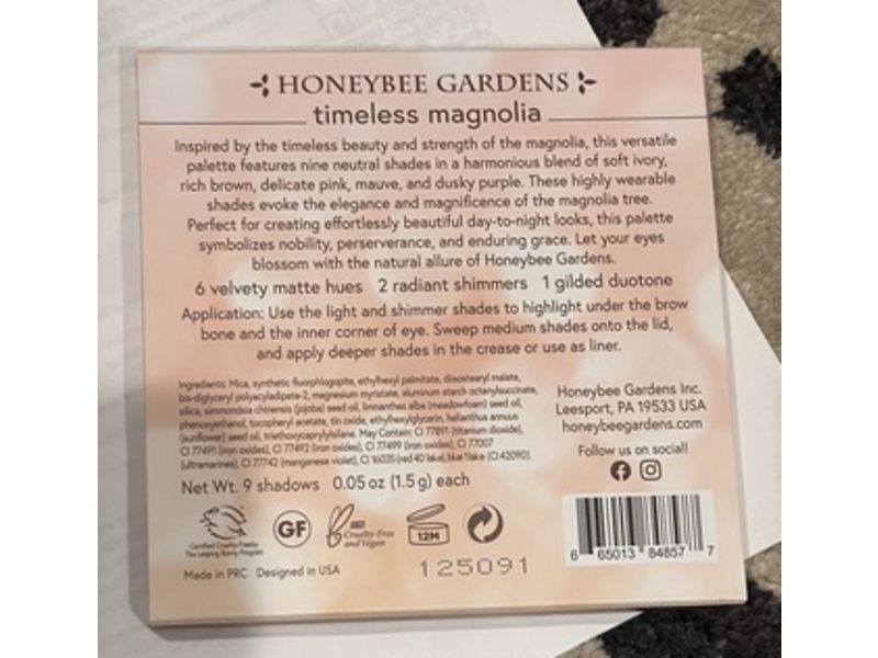 Honeybee Gardens Timeless Magnolia Eye Shadow Palette, 0.5 oz/1.5 g