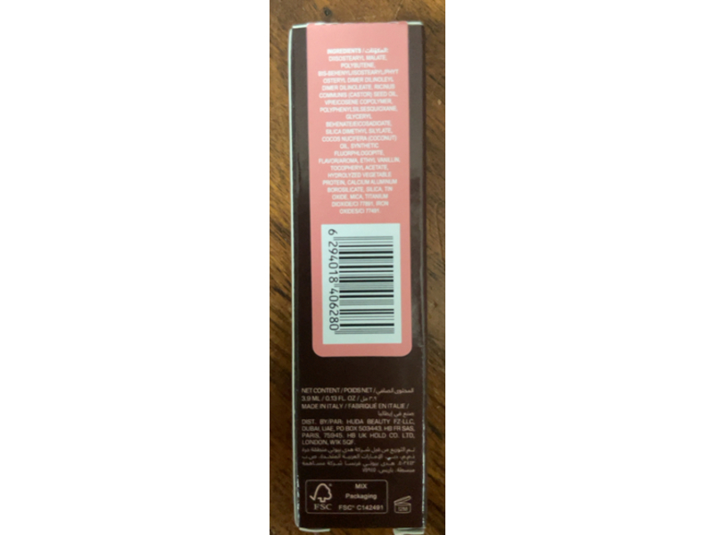 Huda Beauty Faux Filler Icy Nude Shimmer Lip Gloss, She Flirty, 0.13 fl oz/3.9 mL