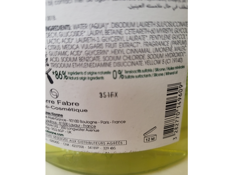 Klorane Purifying Normal To Oily Hair Shampoo, Citrus, 13.5 fl oz/400 mL