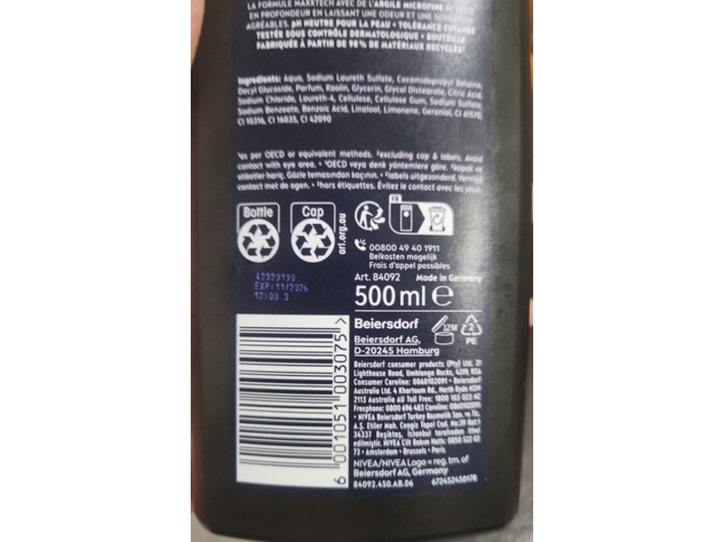 Nivea Men Deep Clean Maxxtech Shower Gel, 500 mL