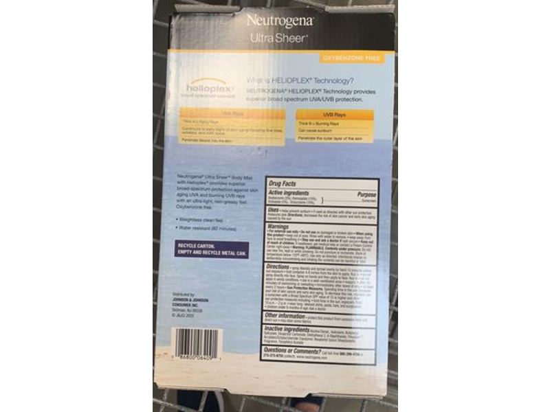 Neutrogena Ultra Sheer Sunscreen Body Mist, SPF 70, 5.0 oz/141 g, Pack Of 3