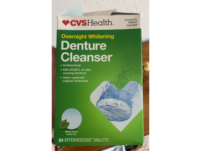 CVS Health Overnight Whitening Denture Cleanser, Minty Fresh, 84 Count