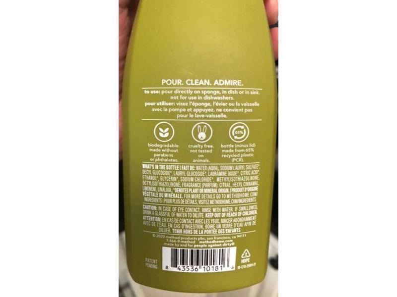 Method Liquid Dish Soap, Lemongrass Citronelle, 18 fl oz/532 mL, Pack Of 6