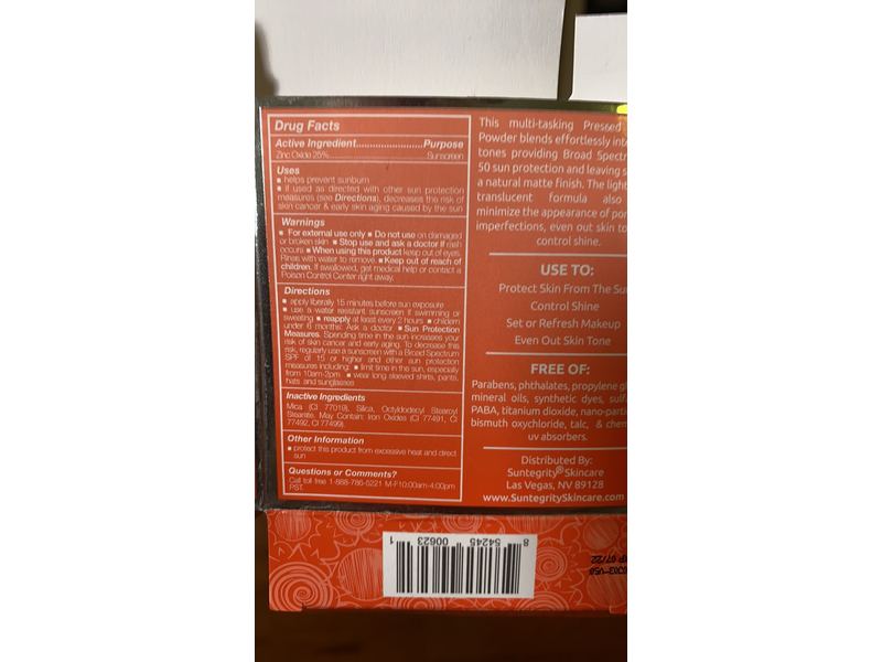 Suntegrity Pressed Mineral Powder Compact, Spf 50, Translucent, 0.51 oz