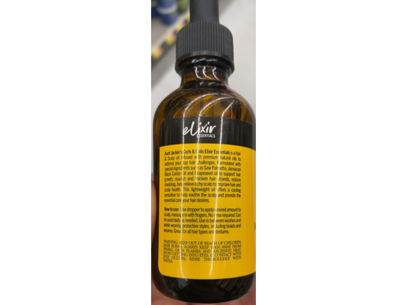 Aunt Jackie's Elixir Essentials Hair & Scalp Oil, Jamaican Black Castor Oil & Grapeseed Oil, 2 fl oz/59 mL